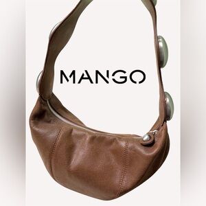 Mango Brown Bovine Leather Stud Bag